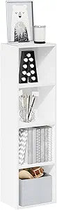 Furinno PASIR Book Shelf, 4-Tier Bookcase, Modern Standing Bookshelf, Open Storage Shelf, 9 x 12 x 42 Inches, for Home Office, Living Room, Plain White