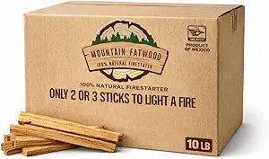 Mountain Fatwood Premium Natural Fire Starter Wood, 10 lbs | 100% Pine Rich in Resin | Quick & Easy Fire Starting for Fireplaces, Grills & Campfires | No Chemicals | Clean, Powerful Flame