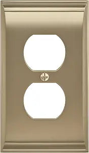 Amerock | Wall Plate | Golden Champagne | Duplex Outlet Cover | Candler | 1 Pack | Electrical Outlet Cover