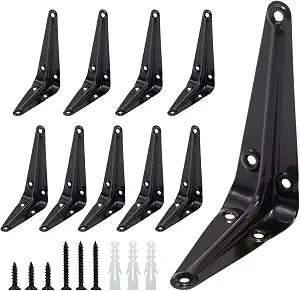 Lilaly 10 Pack Shelf Brackets 4 Inch Shelf Bracket, Heavy Duty L Brackets for Shelves for Hanging Floating Shelves Brack with Screws and wall Anchors(3"x4",Black)