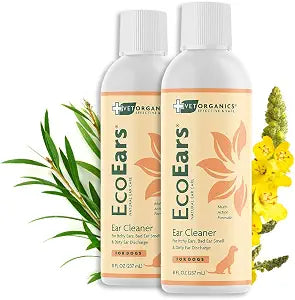 Vet Organics EcoEars Dog Ear Cleaner  Natural Formula for Odor & Wax Buildup  Gently Cleans Dog Ears  8 oz 2pack