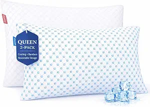 Nestl Cooling Pillows Queen Size Set of 2, Luxury Shredded Memory Foam Pillows for Sleeping 2 Pack, Adjustable Cold Gel Pillow for Hot Sleepers Supportive Cool Pillow for Side Back Stomach Sleepers
