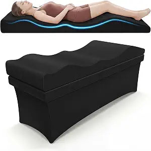 Ergonomic Lash Bed Topper with Neck Pillow, Curvy Massage Table Pad Design Lumbar Area to Relieve Back Pain, Beauty Salon Non-Slip Esthetician Beds Mattress Crafted 25D High Density Foam & Soft Cover