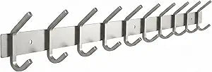 Coat Rack Wall Mount  Brushed Nickel 30 Inch Stainless Steel Hook Rail with 10 Heavy Duty Double Coat Hooks  Wall Mounted Coat Hanger for Entryway, Bathroom, Bedroom, Towel, Hat Organizer