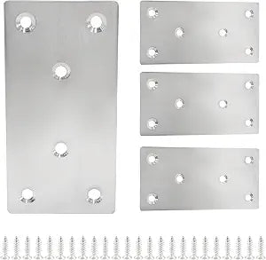 Bonsicoky Flat Straight Brace Brackets, 4" x 2", 4 Pcs, Silver