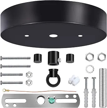 5-1/8 Inches Light Canopy Kit with Heavy Duty Replacement Ceiling Cover Plate & Mounting Hardware for Lighting Fixtures Chandelier Pendant Lamp or DIY Project (Black)