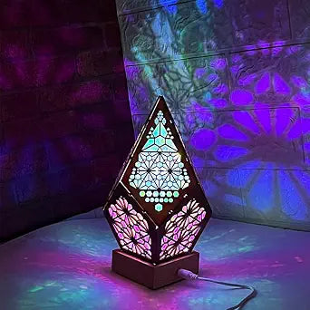 Starlight Projector Lamp, Wooden & Boho Ambient Night Light