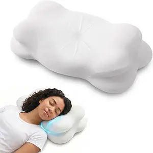 Cloud Sleep Pillow, Upgrade 3.0 Cloud Neck Pillow, Ergonomic Memory Foam Pillow with Adjustable Cervical Support & Cooling Breathable Cover for Side, Stomach Sleepers & Back (White - Large)