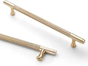 Asidrama 10 Pack 7 Inch(177mm) Knurled Gold Kitchen Cabinet Handles,Cabinet Pulls Kitchen Cabinet Hardware Cupboard Drawer Pulls
