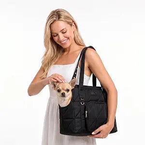 Dog Purse Carriers for Small Dogs and Cats Up to 10 lbs,Puppy Carrier with Pockets,Adjustable Shoulder Strap,Hard Bottom Support,Fuffy Tote Bag for Travel