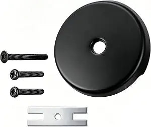 Matte Black Single Hole Bathtub Overflow Plate, Tub Overflow Cover Replacement Kit with Screws & Adapter for Bathtub