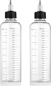 2 Pcs Applicator Bottle for Hair Dye 8.5oz With Graduated Scale Hair Oil Applicators Twist-On Top Tip Cap Empty Plastic Color Oil Squeeze Bottles for Salon Stylist Beauty Home