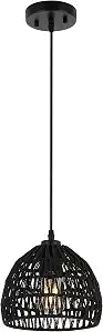 JONATHAN Y Campana 1-Light Pendant Dome Ceiling Lamp, 8.25", Black