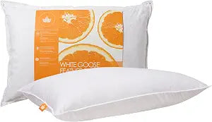 Canadian Down & Feather Co.  2 Pack White Goose Feather Pillow  255 TC Shell 100% Cotton  Filled in Canada - Firm Support, Queen Size