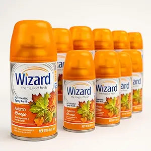 Wizard Automatic Spray Refill, Autumn Breeze  12 Pack (5 oz Each) | Compatible with Air Wick Freshmatic & Glade | Long-Lasting Air Freshener & Odor Neutralizer for Home, Bathroom & Office