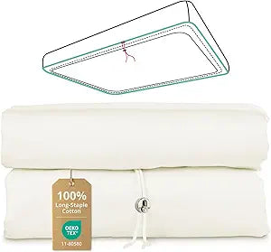 100% Egyptian King Fitted Sheet Only with Drawstring and 360Elastic, Dual-Lock King Bed Fitted Sheet, Luxury Soft and Comfort, No Slippage, 1000 Thread Count, Deep Pocket Fits 8" to 14" Mattress