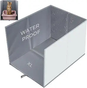Reallnaive 27.8"L19.5"W16.93"H Foldable Cat Litter Box Enclosure Splash Guard with Removable Mat Large High Sided for Litter Pan Water Resistant Easy Clean Anti-Leakage Pee Shields Privacy Screen