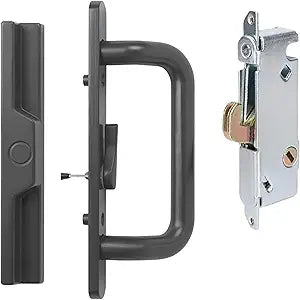 Sliding Glass Door 8.5" Handle Set Replacement Mortise Lock 45 Non-keyed Door Handles, Right-Handed Orientation, Fits 3-15/16 Screw Hole Spacing - Bronze