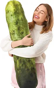 Yousoontic 1 Pcs 38.5 Inch 3D Pickle Throw Pillow Large Cute Pickle Cucumber Soft Stuffed Body Cushion Funny Food Shaped Pillow Digital Print Decorative Gift for Home Decor