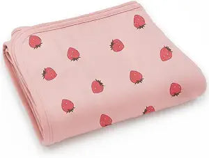 Woolino Toddler Blanket - Merino Wool and Organic Cotton Baby Blanket for Girls and Boys - 4 Season - 52.5 x 40 - Strawberry