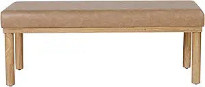 HomePop Oslo Bench - Sand Faux Leather