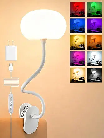 Clip on Lamp, 10 RGB Colors+10 Brightness Clip on Desk Lamp for Dorm Lamp