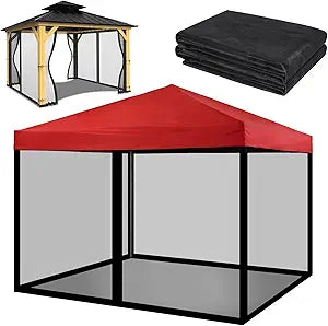 Tappio 10x10 Mosquito Net with Zipper for Patio Camping Gazebo and Canopy Tent, Outdoor Gazebo Replacement Mosquito Netting Tent Screen Wall, Ultra Fine Mesh(Only Net No Frame)