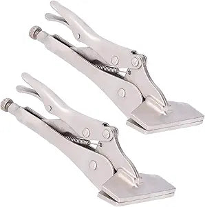 2Pcs Flat Locking Pliers, 8in Adjustable Locking Sheet Metal Clamps Steel Flat Head Vise Locking Grip Pliers Multifunctional