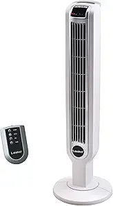 Lasko Oscillating Tower Fan with Remote Control, 3 Quiet Speeds, Timer for Bedroom, Kitchen, Office Use, White, 36" 2510