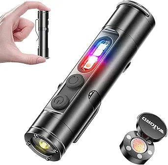 Taclite Mini  Ultimate Everyday Micro Tool K2 Mini Flashlight with COB Light, 6-in-1 Rechargeable Keychain Torch, Side Lights, Strobe, Magnet, Window Breaker, Electric Lighter  EDC Survival Tool