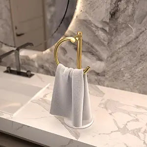 Stand Countertop Hand Towel Holder, Towel Rack Free Standing, Towel Bar Hanger for Bathroom Kitchen (Gold)