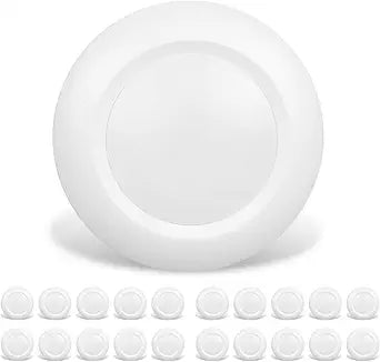 20 Packs 6 Inch LED Low Profile Recessed & Surface Mount Disk Light, Round, 15W, >900 Lumens, 3000K Warm White, CRI80, Driverless Design, Dimmable, ETL Listed, White