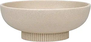 Deobath Large Resin Pedestal Decorative Bowl - Modern Handicraft Bowls for Home Decor - Fruit Bowl for Kitchen Counter - Key Bowl for Entryway Table,Artificial Stone Beige