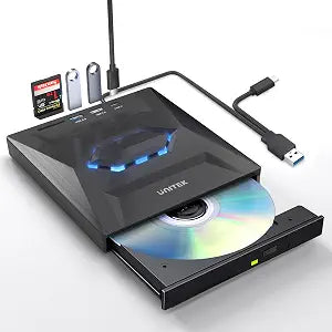 Unitek External CD DVD Drive, USB 3.0 Type-C Portable Disc Player CD Burner