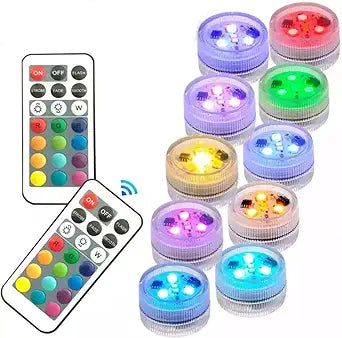 Halloween Pumpkin Jack O Lantern Light with Remote - 10 pcs Multicolor LED Jack-O-Lantern Lights CR2450 Battery Operated 15-Day Standby 36-Hour Runtime with Strobe Mode for Halloween Decorations