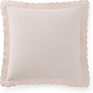 Martha Stewart - Signature Scallop Euro Sham Set, Cotton Rich Jacquard Pillowcases, Textured Pique with Scalloped Edge & Euro Closure, 26 x 26, Pink, Set of 2