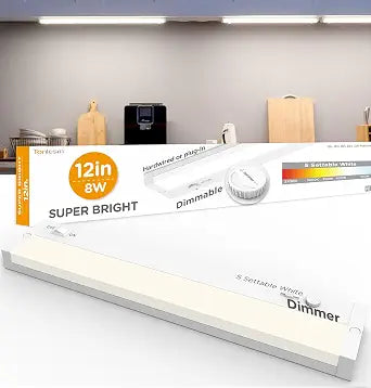 LED Under Cabinet Lighting Hardwired Or Plug in, Dimmable With Dimmer,12 Inch 8W 800LM Super Bright,120V 5CCT 2700/3000/3500/4000/5000K, Linkable Cabinet Light,Under Counter Lights for Kitchen