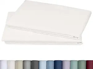 California Design Den Heirloom Soft, Smooth & Thick 800 Thread Count 100% Cotton Sateen, 2 Pillow Cases King Size, Fits King Pillows - True Ivory