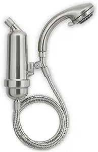 WaterChef Premium Shower Filter System SF-7C (Brushed Nickel) - Deluxe Adjustable Wand, Advanced Filtration for Superior Chlorine Reduction - NSF/ANSI Certified: 96.6% of Chlorine, 10,000 Gal., USA