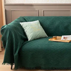Decorative Sofa Protection Couch Covers, 71"x102", Dark Green