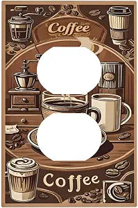 Decorative Outlet Covers Vintage Coffee Cup Retro Elemengts 1 Gang Duplex Light Switch Cover Plate Unique Wall Plates for Electrical Outlets Switch Plate Covers for Bedroom Home Decor