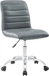 Modway Ripple Ribbed Armless Mid Back Swivel Computer Desk Office Chair In Gray