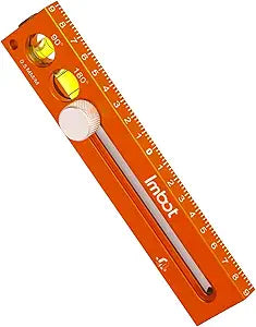 Imbot Adjustable Woodworking Leveling & Marking Ruler 4-Inch Multi-Angle Tool With 90 And 180 Spirit Levels For Precise Carpentry, Scribing, Horizontal Alignment