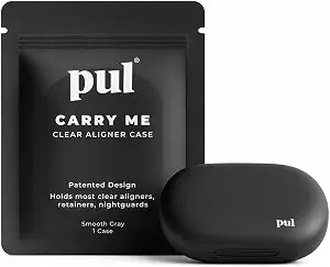 PUL Retainer Case for Invisalign & Clear Aligners - Slim Clear Aligner Case with Secure Magnetic Closure - Travel Retainer Holder for Invisalign Accessories, Mouth Guards & Dentures - Gray