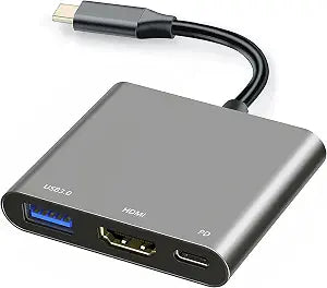 USB C to HDMI Multiport Adapter with Charging Port, HDMI to USB C Hub Adapter for Monitor to Laptop, USB-C to USB 3.0 Adapter 10Gbps, USBC HDMI Adapter 4K Converter for Mac iPad pro MacBook Chromebook