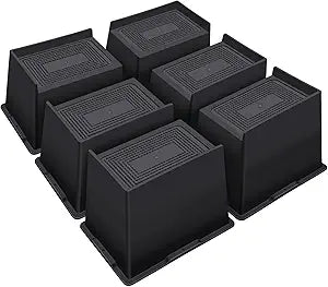 ANNKUT Bed Risers 5 Inch Heavy Duty,Oversized Couch Risers, Extra Wide Furniture Risers for Sofa Table Desk Headboard Chair Lifting,Rectangle Risering Blocks Support 6000 lbs(6 Pack Black)