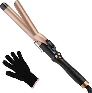 1 Inch Curling Iron for Medium & Long Hair with Clamp, Ceramic Barrel