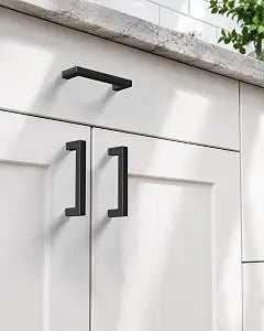Veise Matte Black Cabinet Handles, 3 Inch CC, Solid Kitchen Pulls, 10 Pack