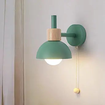 Pull Chain Wall Lights for Bedroom Modern Bathroom Wall Sconce Light with Switch E26 Socket Bedside Wall Lamps for Living Room Vintage Wall Light Fixtures for Hallway Porch Vanity Green