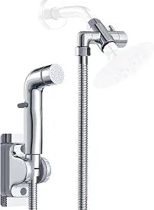 Dog Shower Sprayer Attachment, YDmeet 100 Inch Dog Washing Hose for Fast and Clean Pet Showering, Multifunctional Wand with Turn Off, Brass 3 Way Diverter, No Drill Holder, Chrome